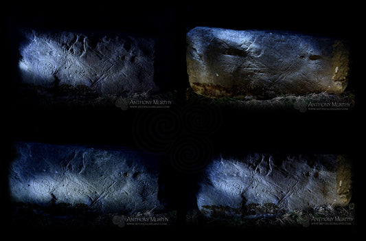 Several views of the Seven Suns stone at Dowth