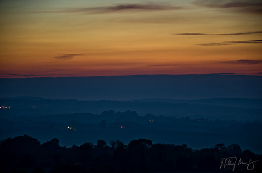 Venus and Mercury over misty Newgrange & Knowth