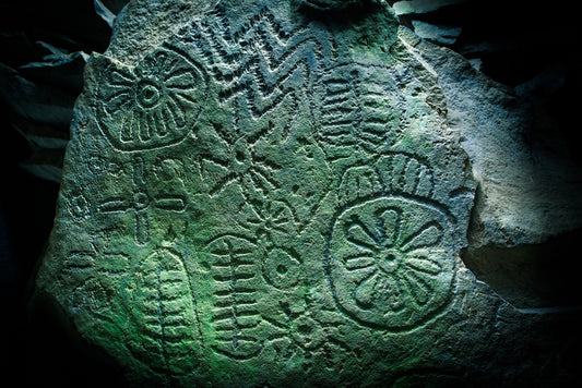 Detail on the "Equinox Stone" in the rear of the chamber of Cairn T (The Hag's Cairn) at Slieve na Calliagh, Loughcrew