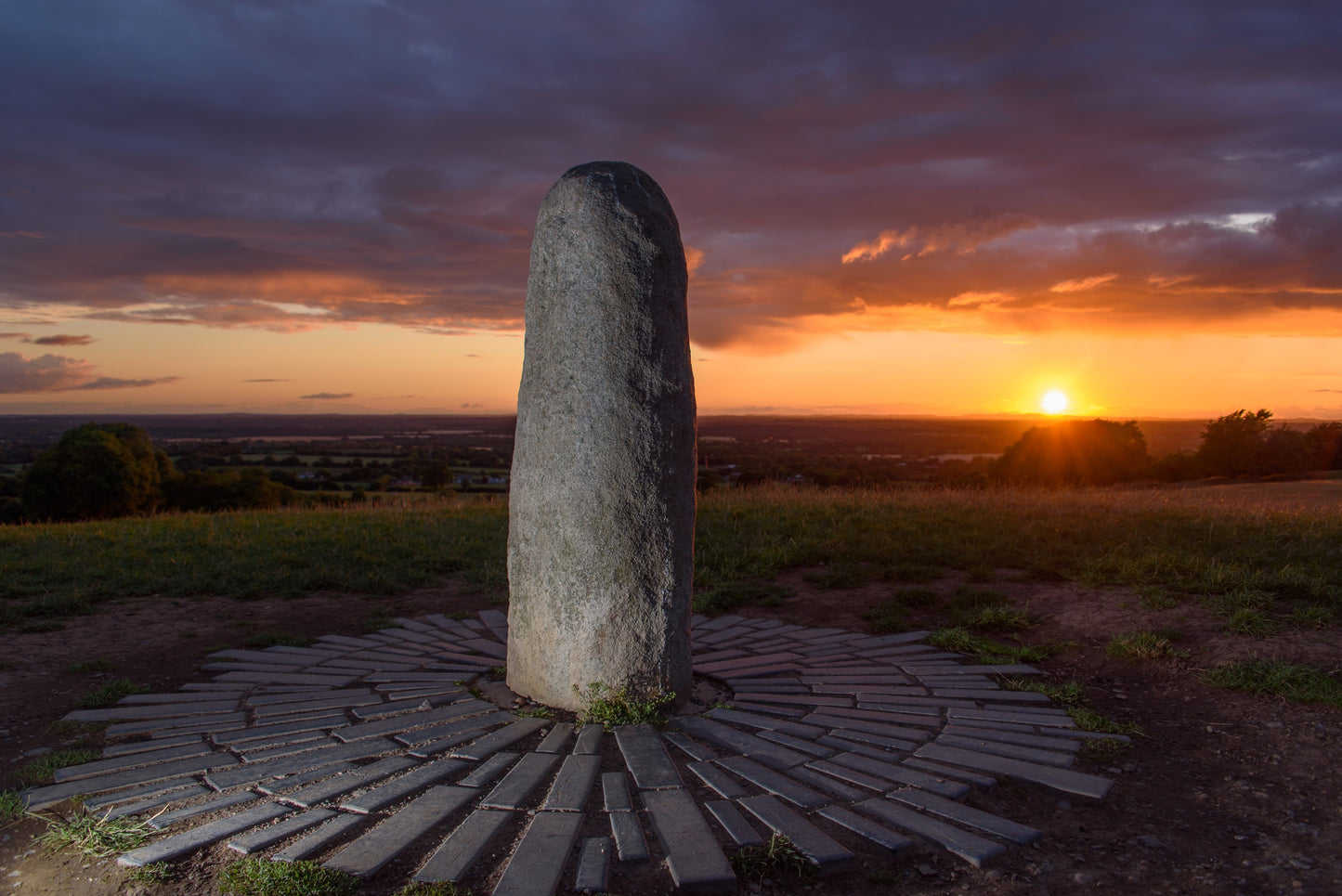 Sunset and the Lia Fáil (Stone of Destiny), Hill of Tara.