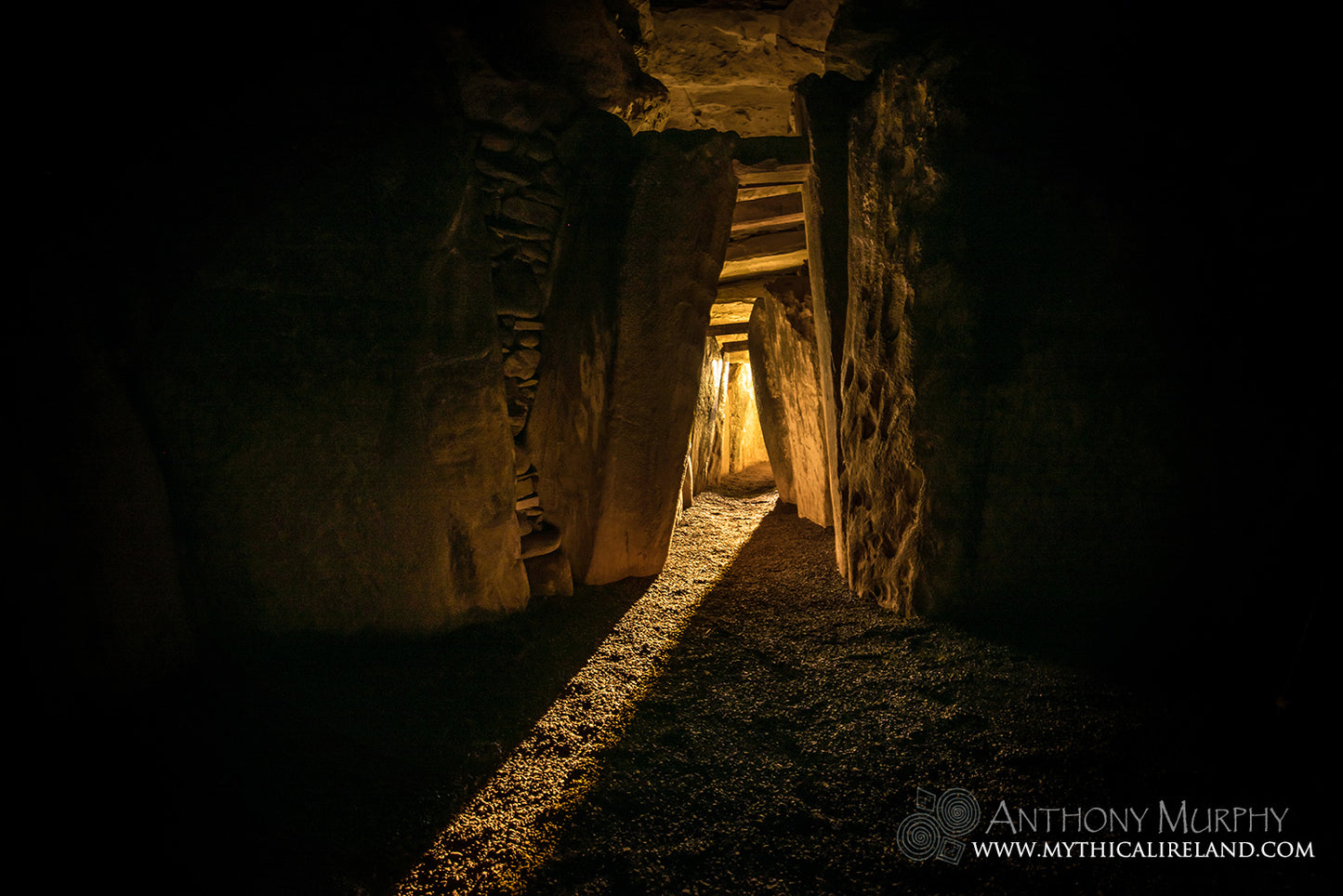 Light beam entering Newgrange chamber