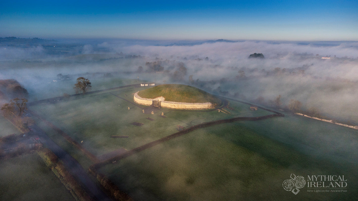 Misty winter solstice sunrise at Newgrange