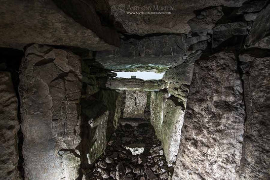 Inside Cairn G passage, Carrowkeel