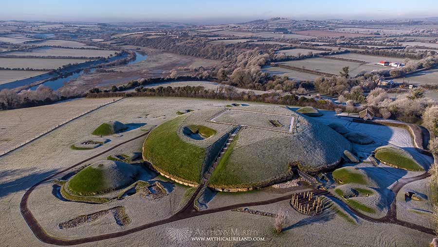 Knowth hoar frost melting in midwinter sunshine