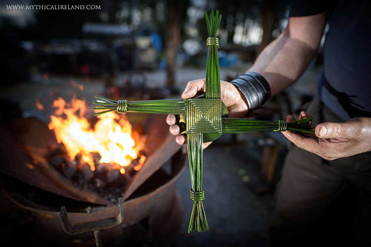 This magnificent hand-forged steel Brigid's Cross is made by traditional blacksmith Tom King 'An Gobha' at his forge in Bohermeen, in the heart of the Boyne Valley, Co. Meath. Size: 420mm x 420mm. Weight: 2kg. PRIZE WINNER: Tom's Brigid's Cross was awarded Best Overall Product Winner at the Showcase Ireland 2023 event at Dublin's RDS. Please allow a couple of weeks for delivery as each item is hand-made to order.
