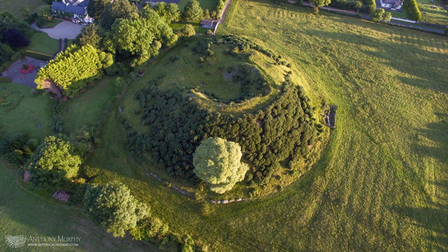 This aerial view of Dowth was taken with my drone. You can see the remnants of some probable 'lazy beds' (potato ridges) from the 19th century in the field to the east of the monument. Dowth today is partly covered with gorse bushes (also known as furze or whins).