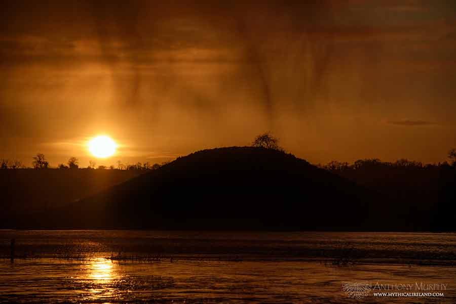 Sunset and rain over Dagda's Mound