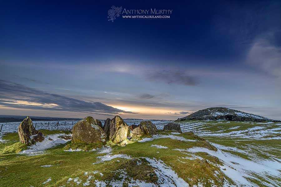 Snow on the Loughcrew cairns