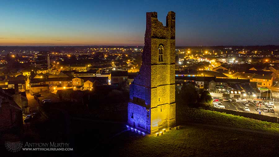 Yellow Steeple from the air at dusk