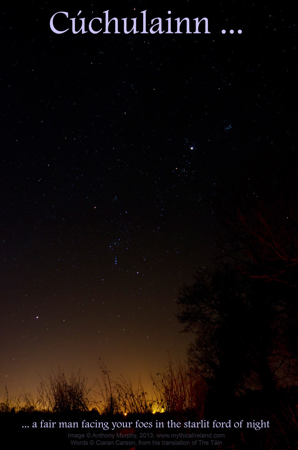 Cúchulainn guards the starlit ford of night