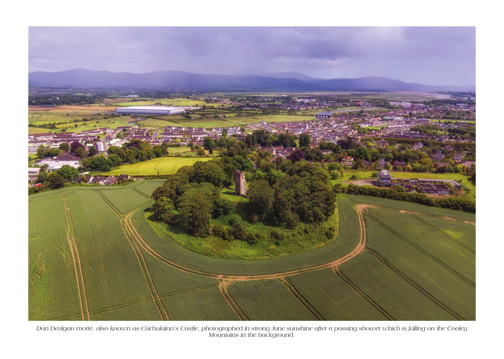 Aerial view of Dún Dealgan, Cú Chulainn’s Castle