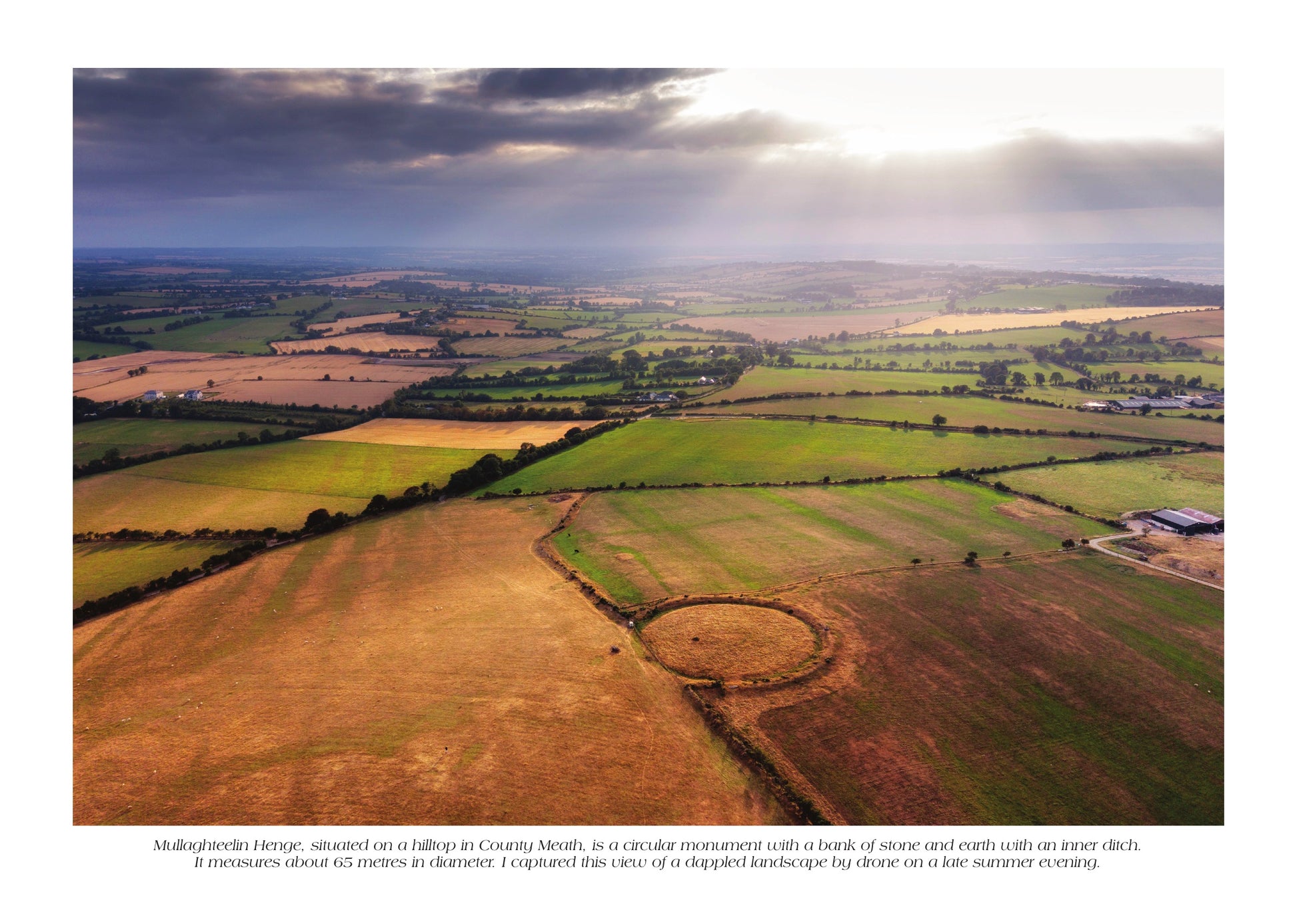 Aerial photograph of Mullaghteelin henge in County Meath