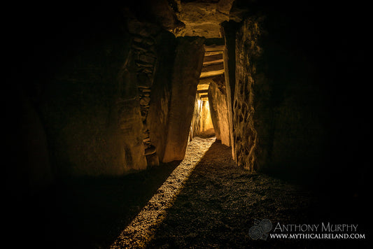 Light beam entering Newgrange chamber
