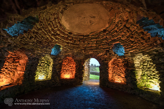 The Newgrange Folly interior illuminated