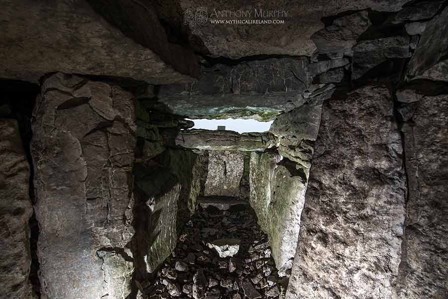 Inside Cairn G passage, Carrowkeel