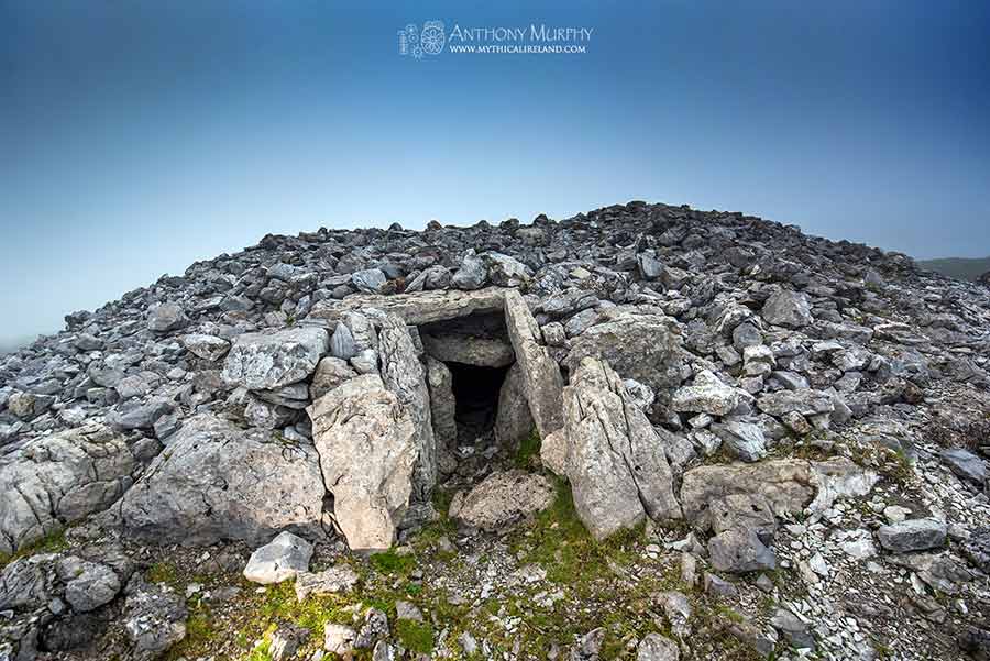 Cairn H, one of the many cairns of the Carrowkeel complex on the Bricklieve Mountains, Co. Sligo. These cairns are thought to have been built on the limestone hills as much as 5,500 years ago, making them older than the great passage-tombs of Newgrange, Knowth and Dowth.