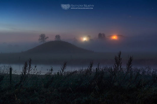 Newgrange and Mound B shrouded in mist
