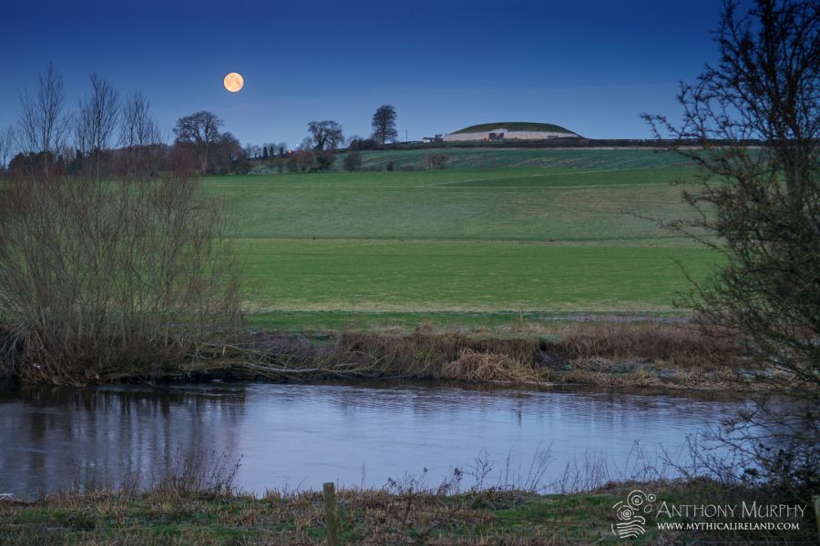 Full moon setting at Newgrange