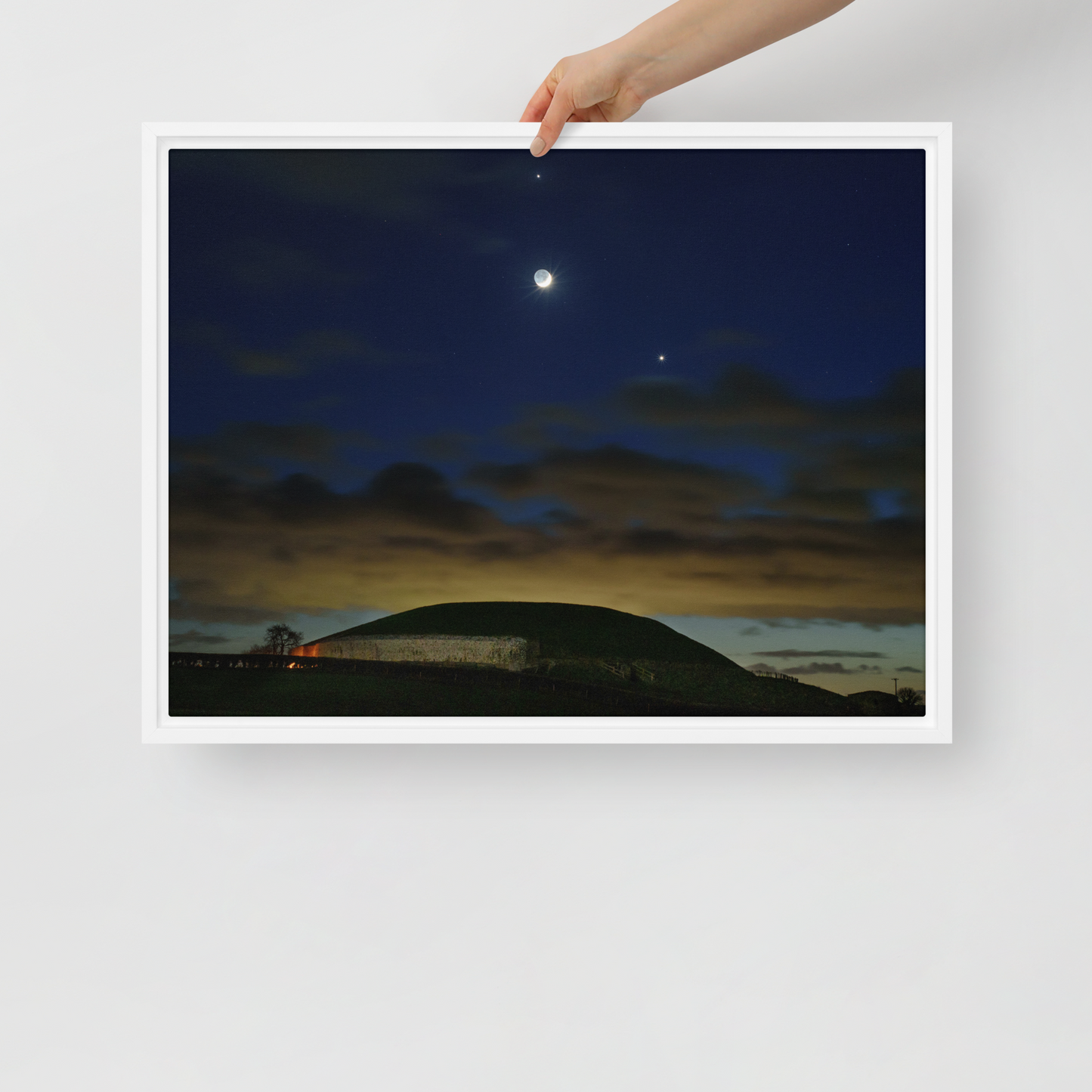 Moon, Jupiter and Venus over Newgrange – Framed Canvas